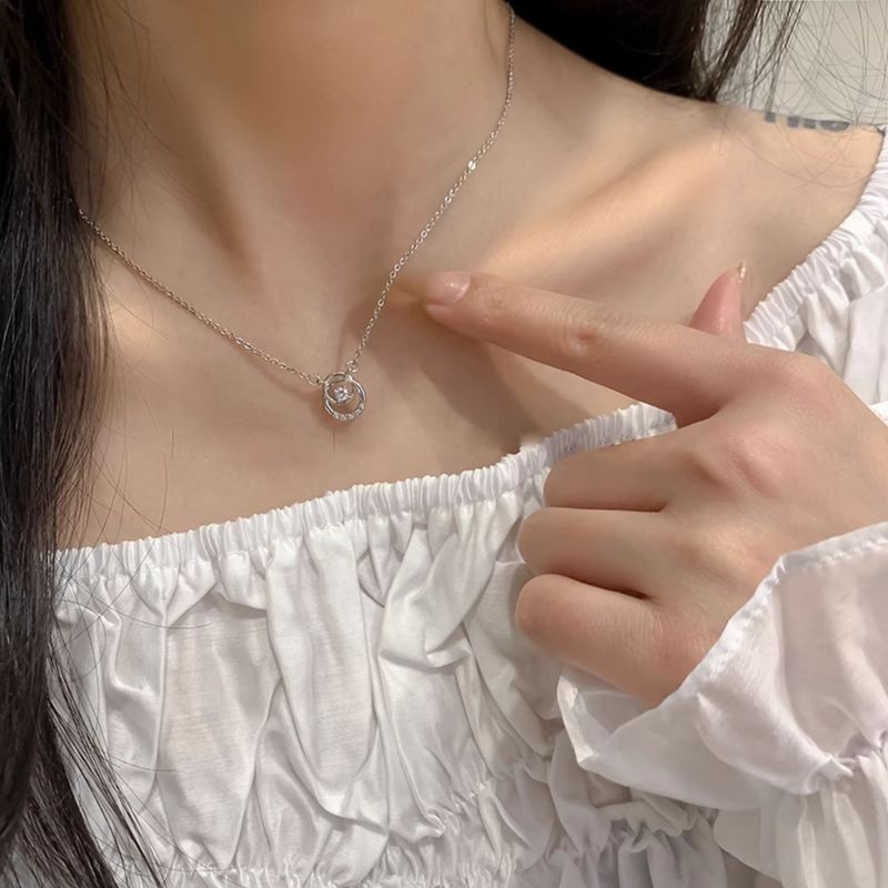 Inlaid Diamond Bow Necklace For Women, High-End Elegant Versatile Pendant Collarbone Chain, Light Luxury Niche Design_voghion.com