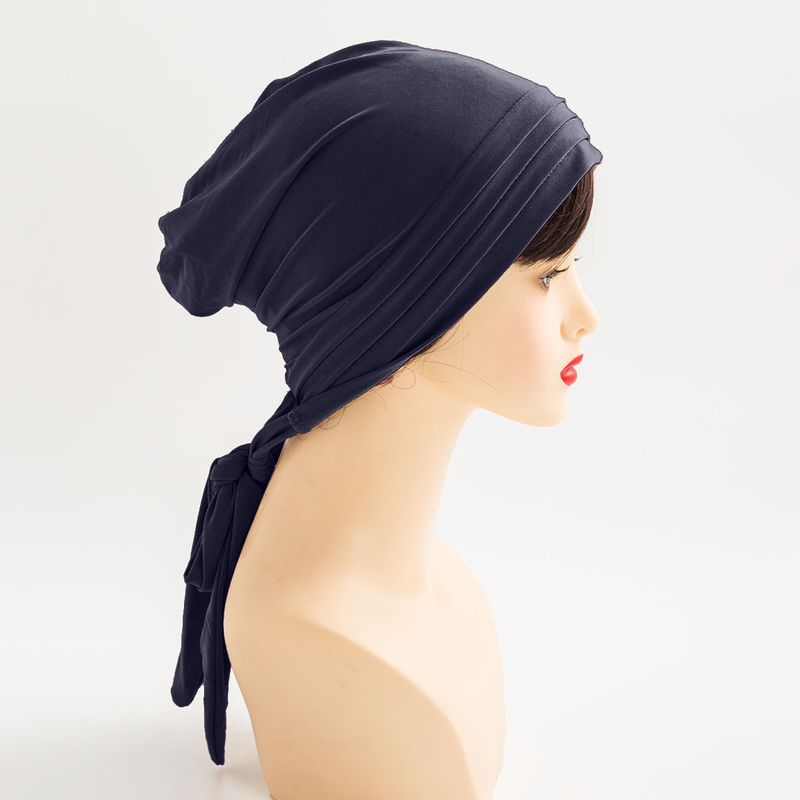 Cappello musulmano a forma di turbante a coda lunga a quattro strisce di canapa di cristallo di colore solido, cappello religioso streamer da donna_voghion.com