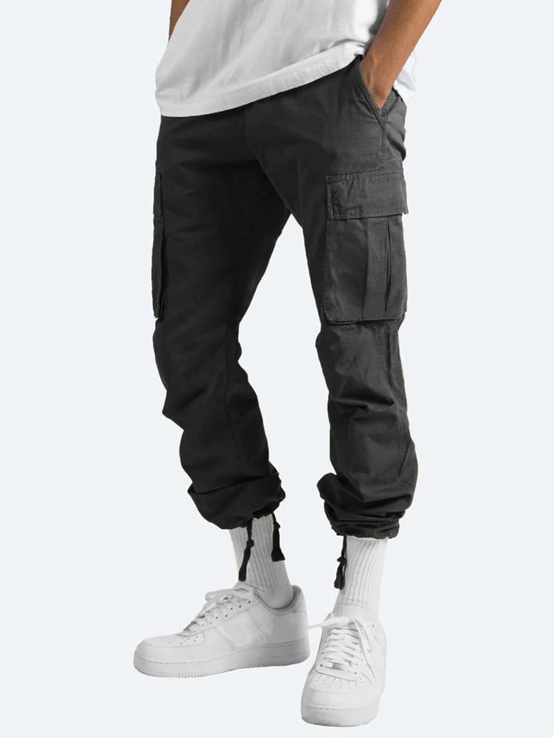 2024 Sommer Neue Herren Arbeitskleidung Kordelzug Multi Pocket Freizeithose_voghion.com