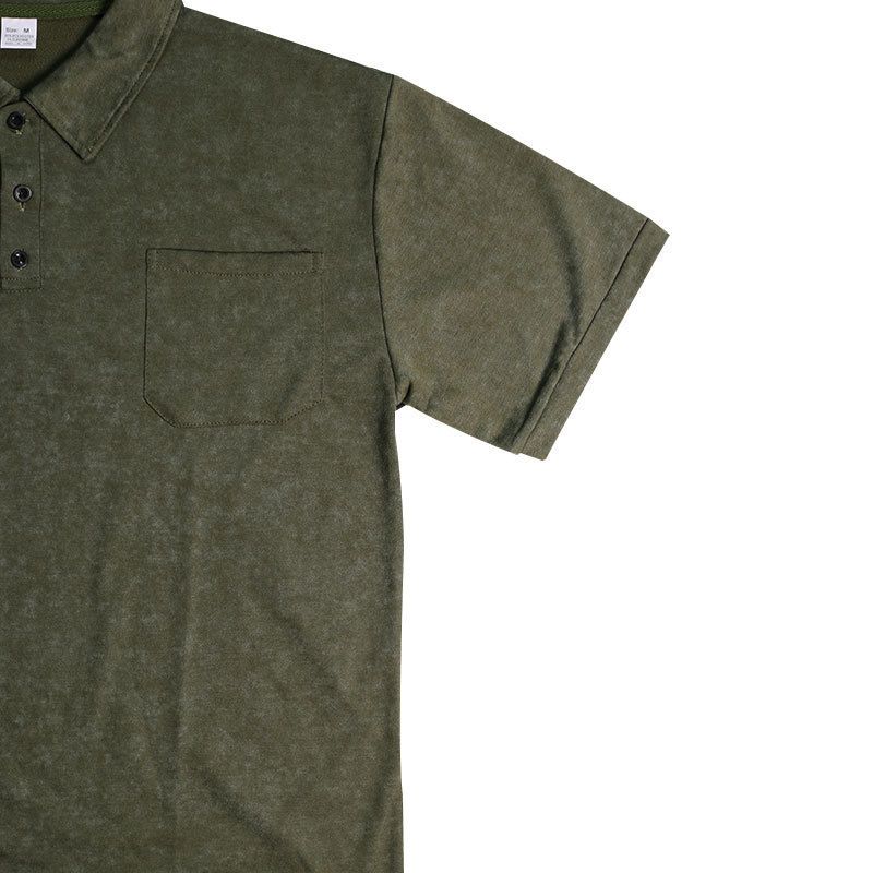 Sommer Neue Herren Gewaschene Turn-Down Kragen Button T-Shirt Übergröße Vintage Casual Kurzarm_voghion.com