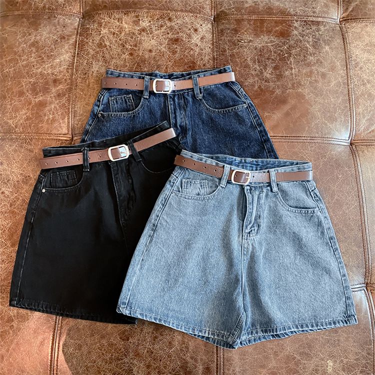 Roupas femininas Shorts jeans para mulheres Verão Novo estilo Tendência Ins Internet Celebridade Cintura alta Simples Fino Solto Perna larga Todos combinam A Linha Calças quentes_voghion.com