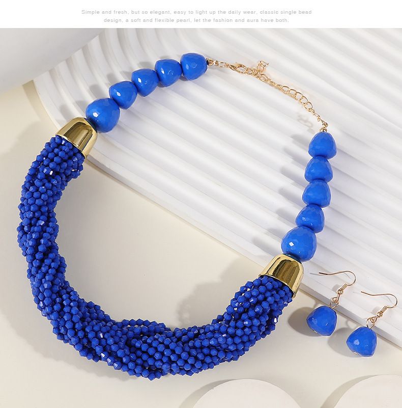 Woven Three-piece Beaded Rice Beads Multi-layer Exaggerated Retro Ethnic Bohemian Necklace Set Ladies_voghion.com