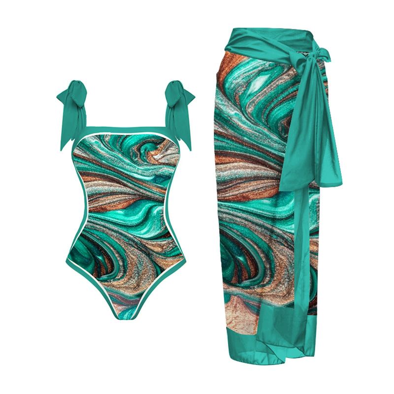 Elegante costume da bagno a 3 pezzi in rete – Bikini con stampa digitale e gonna lunga per spiaggia e piscina_voghion.com