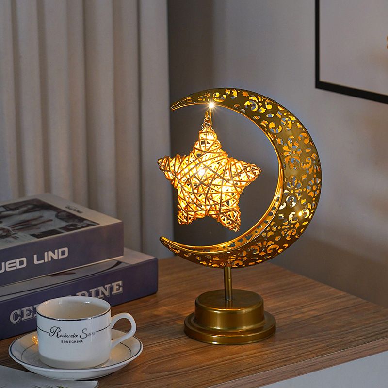 Stelle colorate in ferro battuto a LED, luna, palline rotonde, piccole luci notturne, lampade da tavolo decorative per camera da letto, luci sagomate_voghion.com