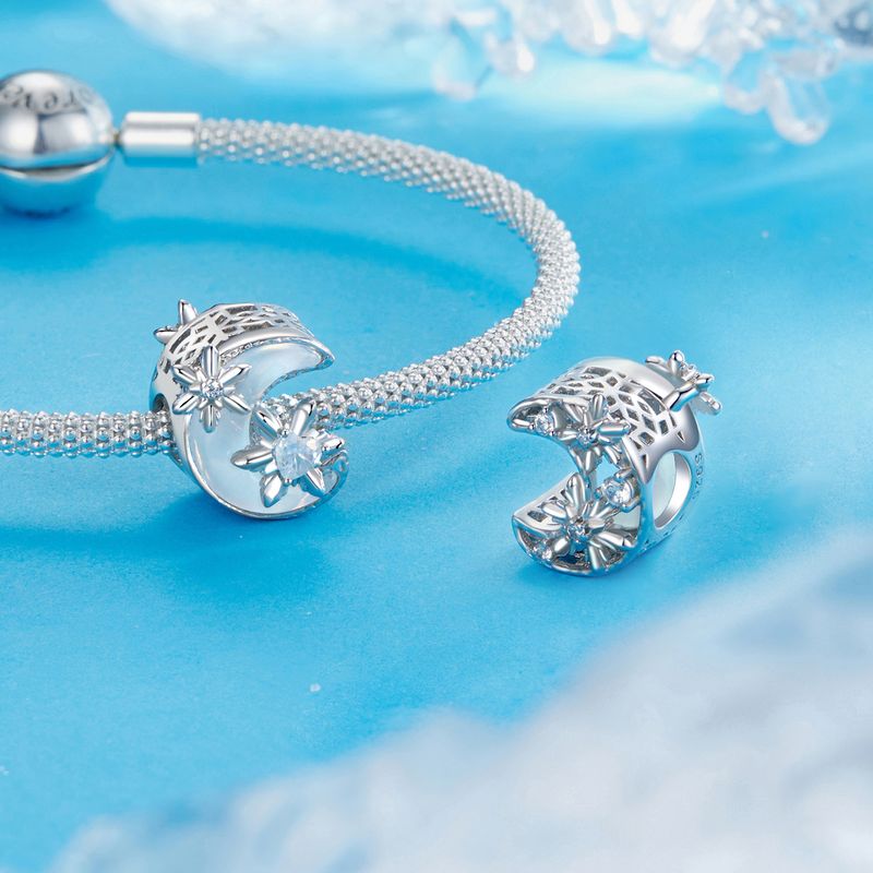 Snow Moon Charm Sterling Silver Charm,BSC1072_voghion.com