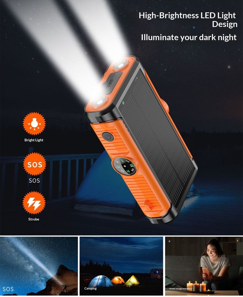 50704555550<=3 Outdoor Waterproof Hand-cranked Dual Light Solar 30000mAh Power Bank With Built-in Cable Portable Magnetic Wireless Fast_voghion.com