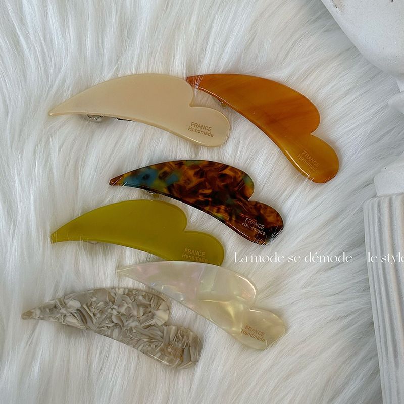 Koreansk stil tekstureret eddikesyre skrå kærlighed hårnåle sideklemme elegant hjerte fersken hjerte enkel forårsklips pandehårsklips hårtilbehør ny stil_voghion.com