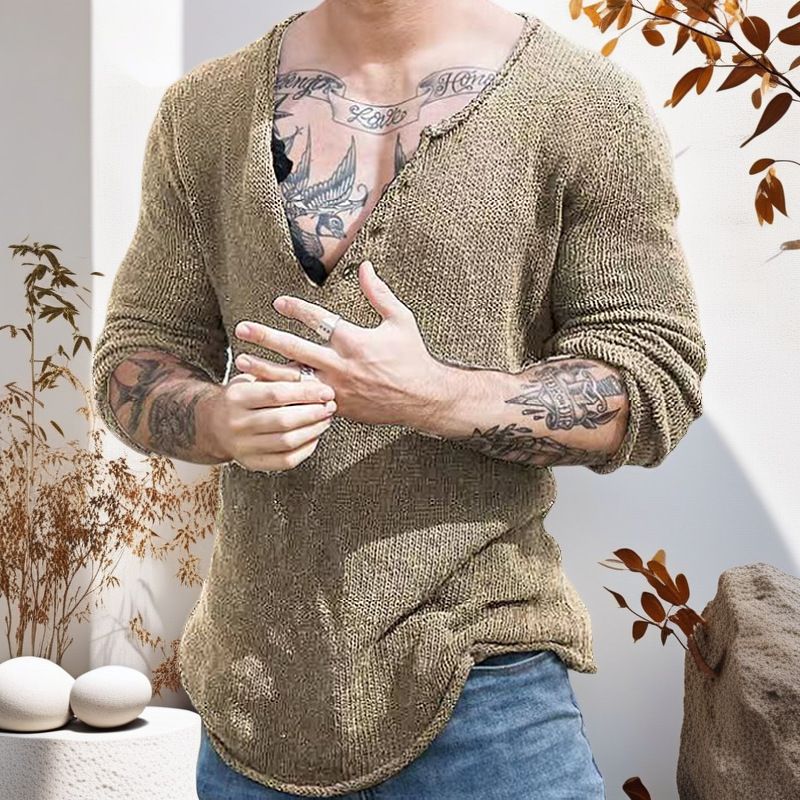 Herrenbekleidung Frühling Herbst Pullover Strickpullover V-Ausschnitt Wolle Dünnes Basishemd SY0064_voghion.com