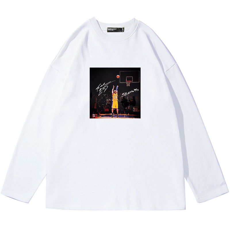 Stampa monofacciale e silhouette da basket Kobe Shooting Signature T-shirt a maniche lunghe per uomo e donna, ampia e pura_voghion.com