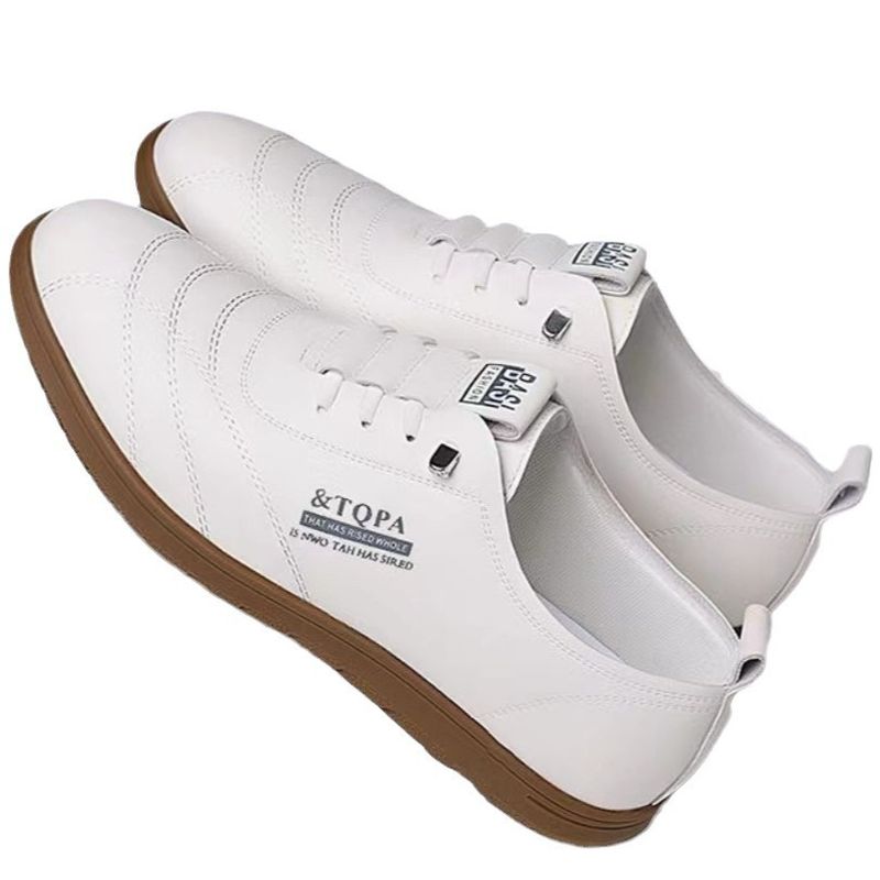 Scarpe da uomo in pelle, versatili, traspiranti, slip-on, casual, alla moda, bianche, con suola morbida_voghion.com