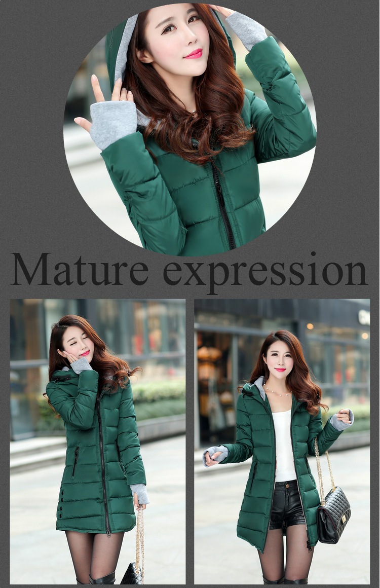Women's long cotton-padded jacket thick fashion hooded Warm jacket cotton-padded jacket women slim coat_voghion.com