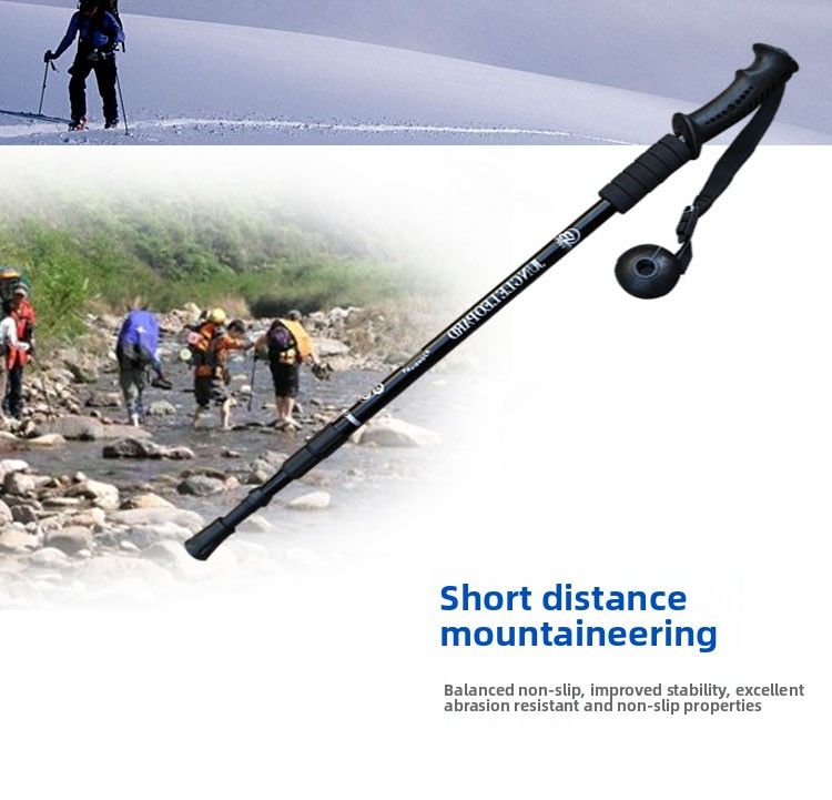 Trekkingstok met 3 secties en rechte handgreep, aluminiumlegering 6061, multifunctionele loopkruk voor ouderen, Jungle Leopard_voghion.com