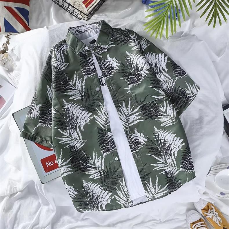 Herrenbekleidung 2024 Neues kurzärmliges Blumenhemd für Männer und Frauen Paare Lose Retro Herren Blumenhemd Stil Herrenstil_voghion.com