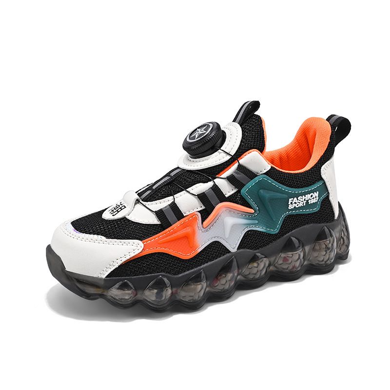 Boys' Sports 2025 Spring And Autumn Breathable New Rotating Buttons, Dad's Mid Size Children's Shoes, Soft Soles, Trendy_voghion.com