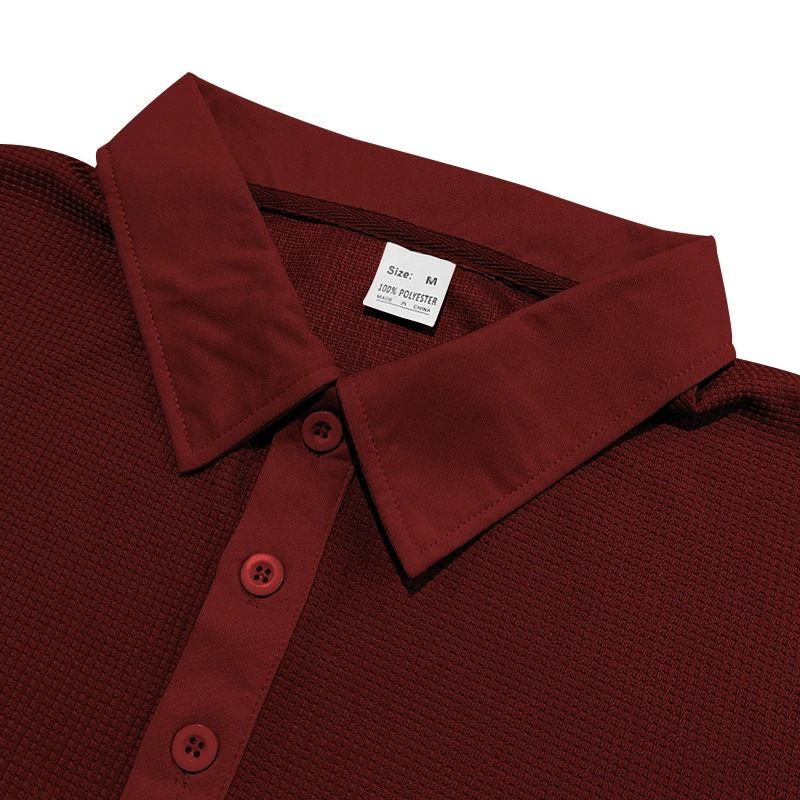 Herren-Poloshirt mit Waffelstrick und langen Ärmeln und Button-Down-Kragen – bequemes und stylisches Freizeit-T-Shirt für den Alltag_voghion.com