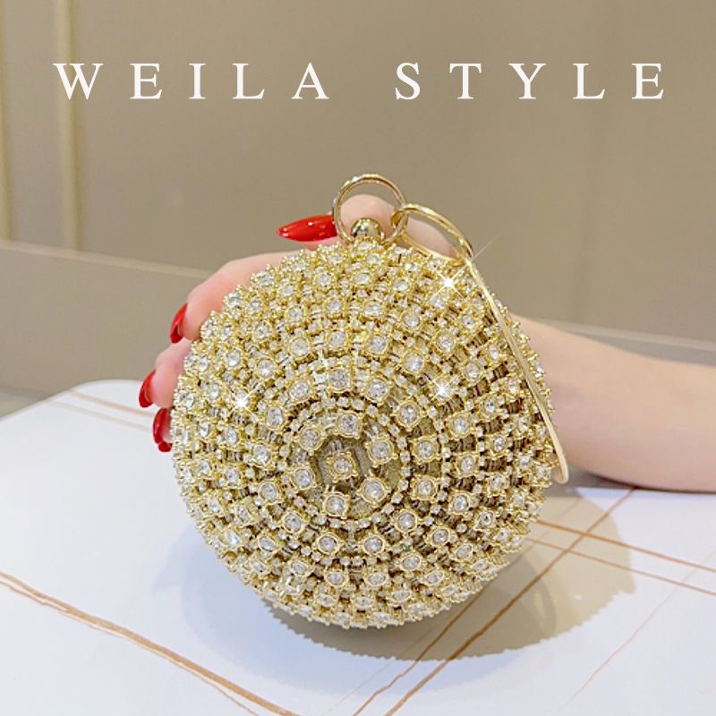 Bolso de mano para mujer con forma de bola de diamantes de imitación, estilo bandolera, para fiesta de noche, pequeño_voghion.com