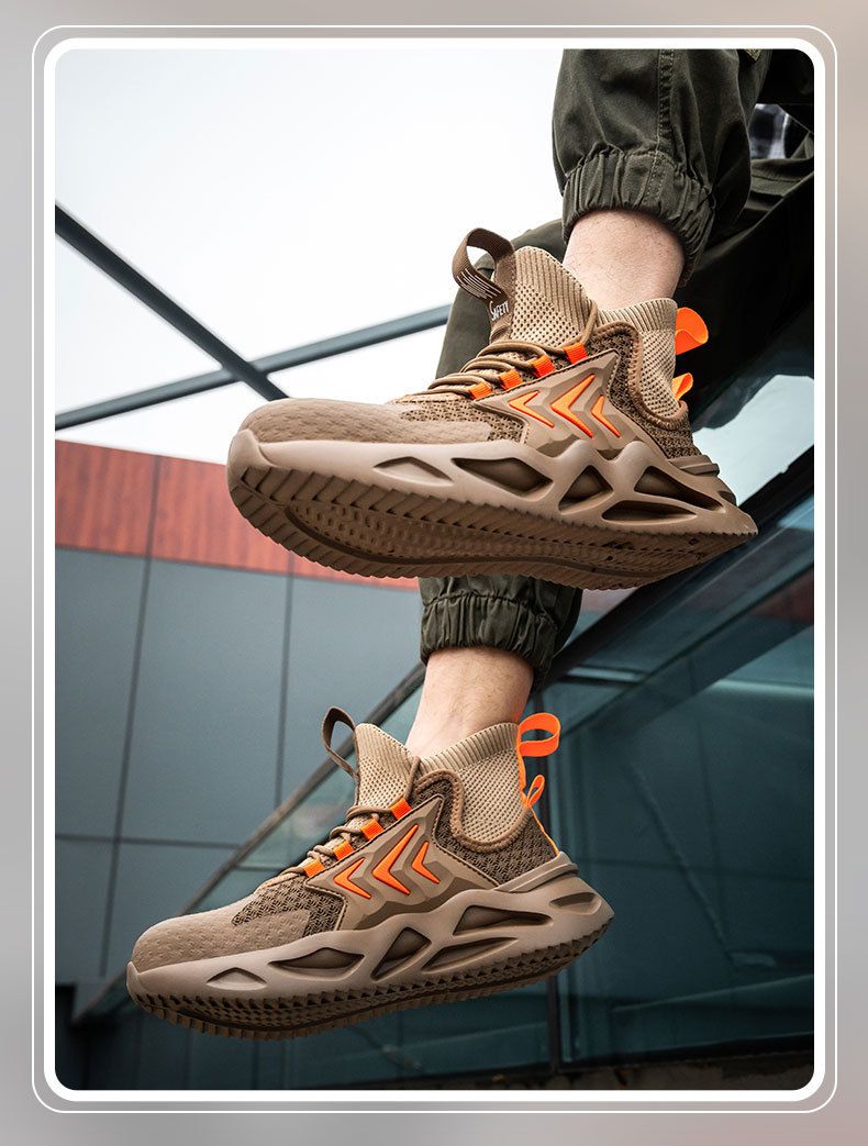 Chaussures de travail légères, résistantes aux chocs et aux perforations, avec embouts en acier et tissu respirant._voghion.com