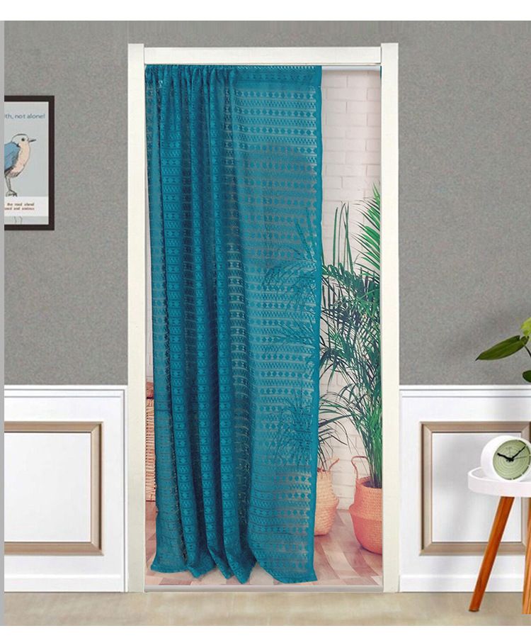 Blue Dot Lace Door Curtain – Elegant Sheer Panel For Living Room & Bedroom (150x200cm, American Style)_voghion.com