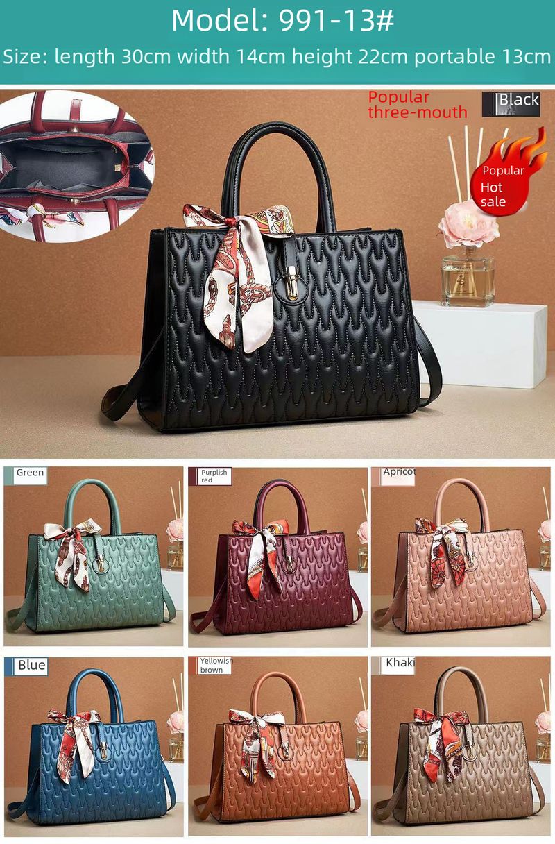 2023 Seidenschal Diamantgeprägte Volltonfarbe Weiches Leder Cross-Border Single-Shoulder Crossbody Textur Große Kapazität Stilvolle All-Match-Damen Big_voghion.com