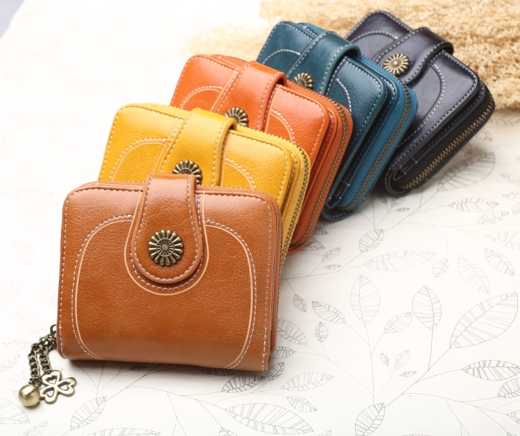 Kvinder Vintage Ws Smurt Læder Blomst Dame Lynlås Møntpung Kvinde Lille Clutch Pengetaske Kreditkortholder_voghion.com