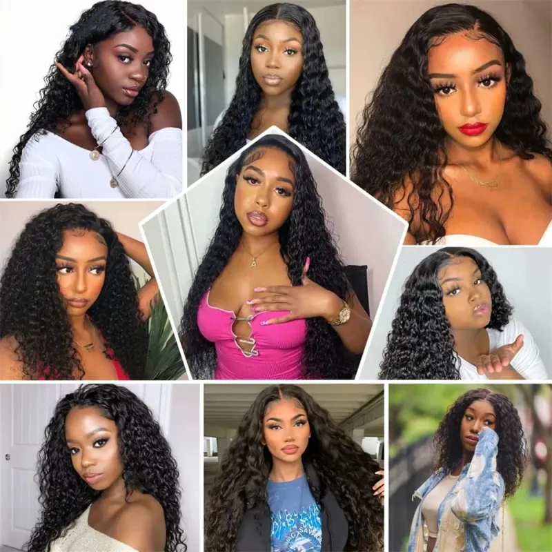 Peluca con ondas al agua de 24 pulgadas en forma de V, pelucas peruanas completamente hechas a máquina para mujeres negras, cabello 100 % humano, color negro natural_voghion.com