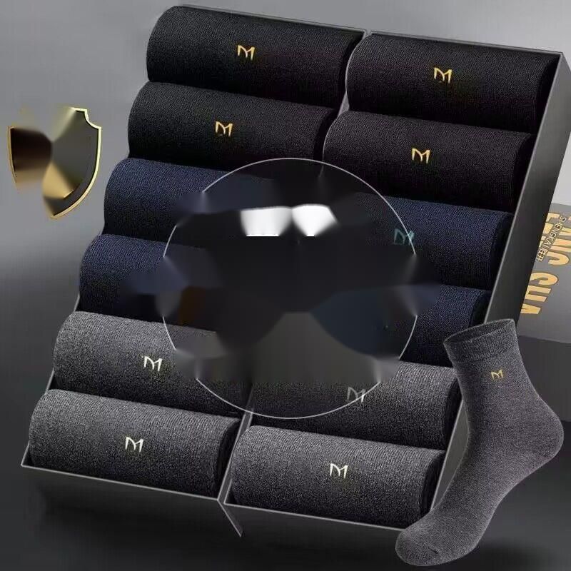 7A Antibacterial Xinjiang Deodorant Long Sweat-Absorbing Breathable Solid Color Cotton Business Mid-Calf Men's Socks_voghion.com