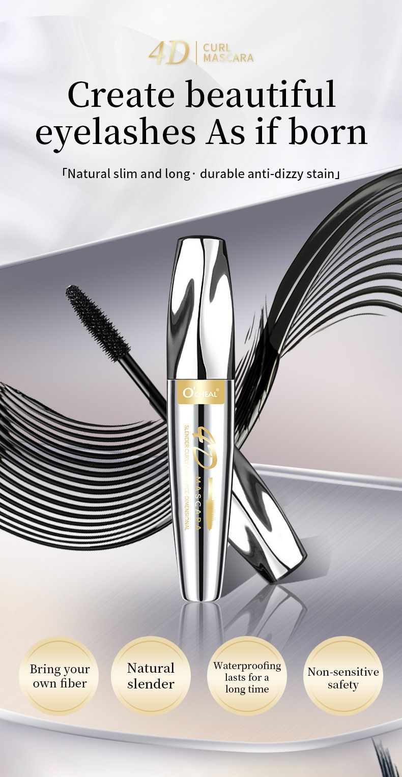 OCHEAL4D Plump, Dense, Curly And Cool Black Waterproof And Non-smudging Slender Big Head Mascara, Which Easily Brightens Dull Complexion_voghion.com