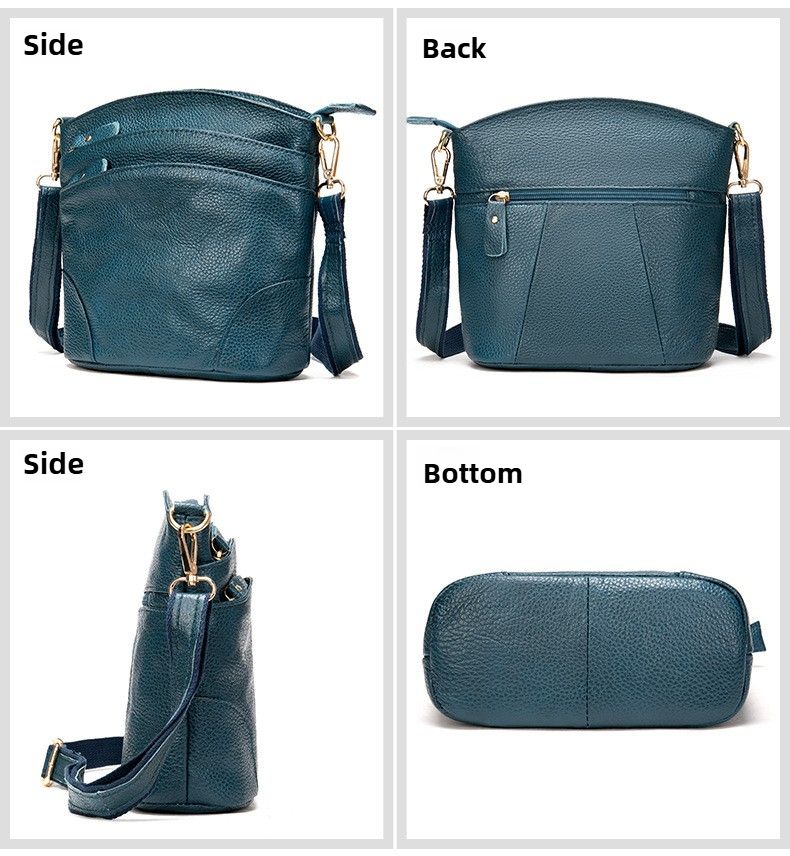 Borsa a tracolla da donna, in tessuto di pelle bovina con strato superiore, borsa a tracolla casual per mamme di mezza età, multiscomparto, 14 colori tra cui scegliere._voghion.com