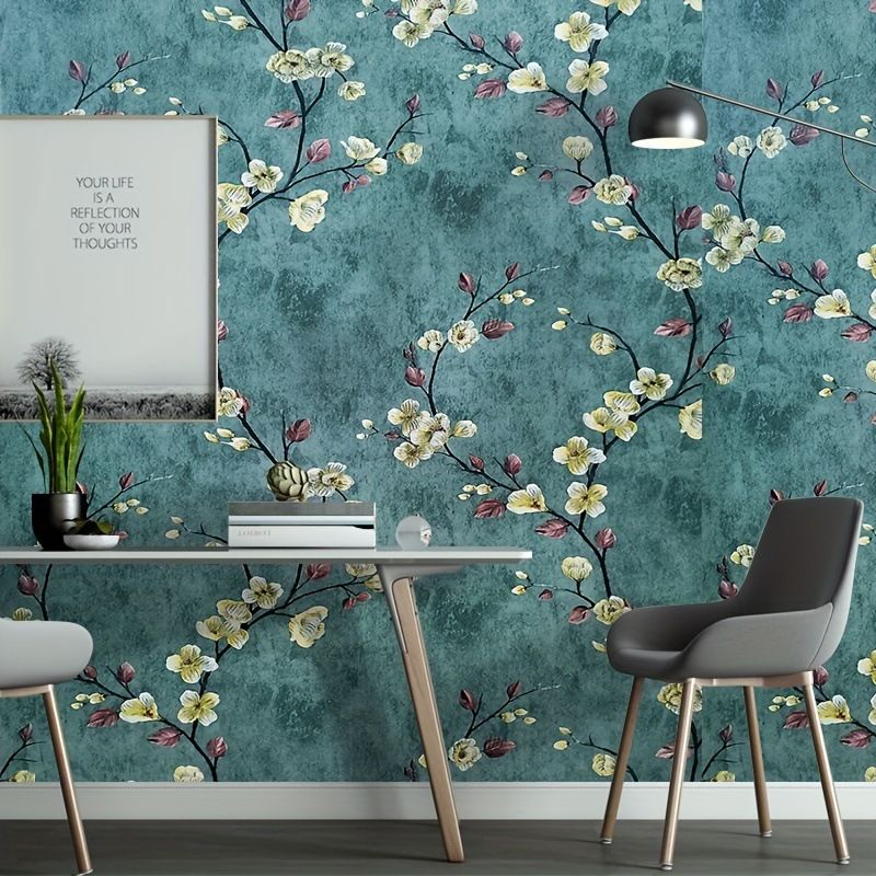 3D-gedruckte smaragdgrüne Blumentapete, feuchtigkeitsbeständiges, selbstklebendes PVC-Papier für den TV-Hintergrund im Schlafzimmer, Wohnzimmer_voghion.com