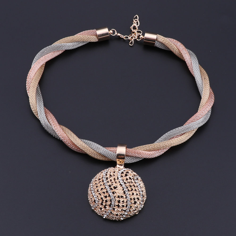 Dubai Gold Bunte Halskette Armband Braut Kristall Schmuck Sets Für Frau Ohrringe Ring Party Geschenke Zubehör_voghion.com