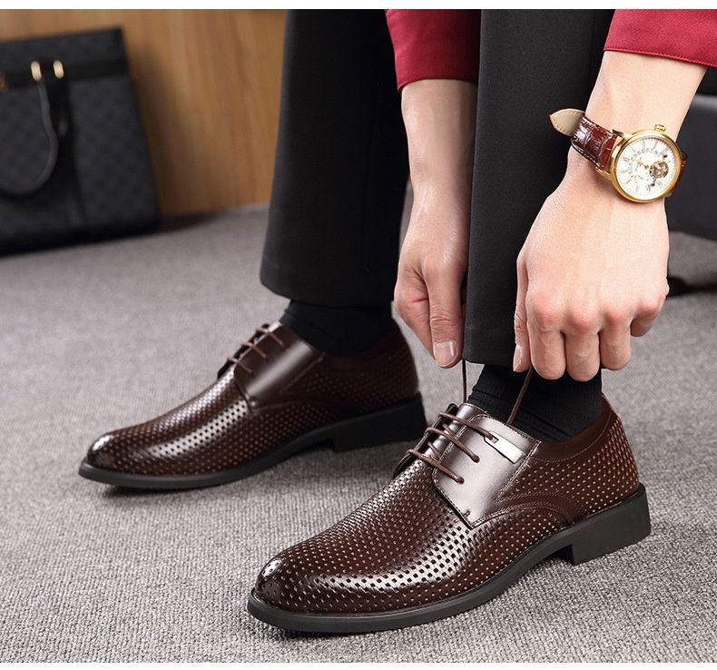 Sandali da uomo in pelle traspiranti e comodi, con lacci, alla moda, leggeri, formali, da lavoro, da uomo, estivi, da viaggio, in pelle di vacchetta cava_voghion.com