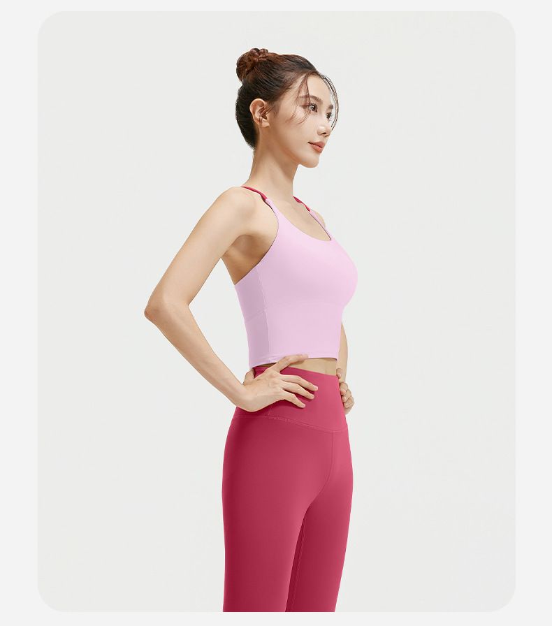 (two pieces )OQQ jumpsuit with wide shoulder straps, detachable chest cushion, threaded tight pants, fitness suit for women_voghion.com