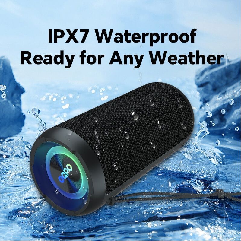 OQPO X10 Portable Outdoor Speakers, IPX7 Waterproof Wireless Speaker With 24W Loud Stereo Sound, Deep Bass, Wireless 5.3, RGB Lights, Dual Pairing, 30H Playtime For Home, Outdoor, Party, Beach_voghion.com