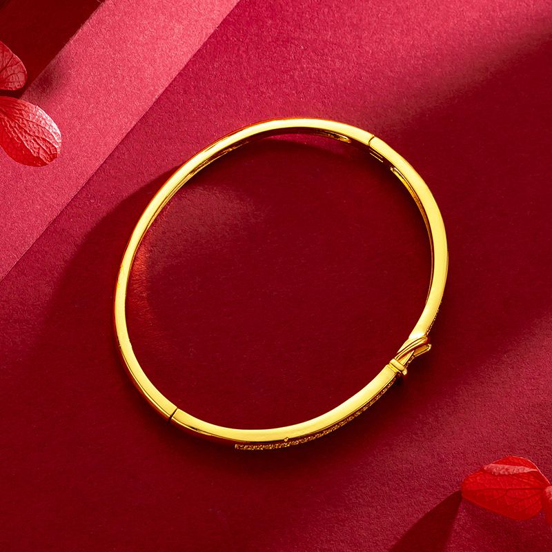 Trendy Fashion Design High-End Strass Horsebit Vergoldete Damen Gürtelschnalle Mikro-Intarsien Armband_voghion.com