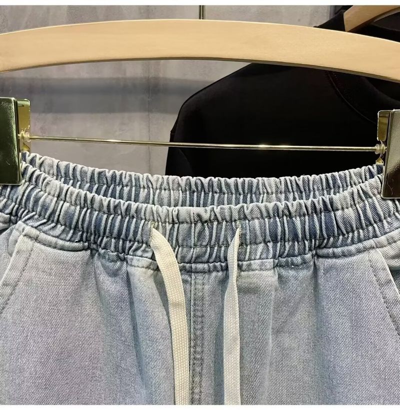 Trendy Herren Casual Workwear Denim Shorts, Sommer Multi Mouth Bag, Elastische Taille, Arbeitskleidung Capris_voghion.com