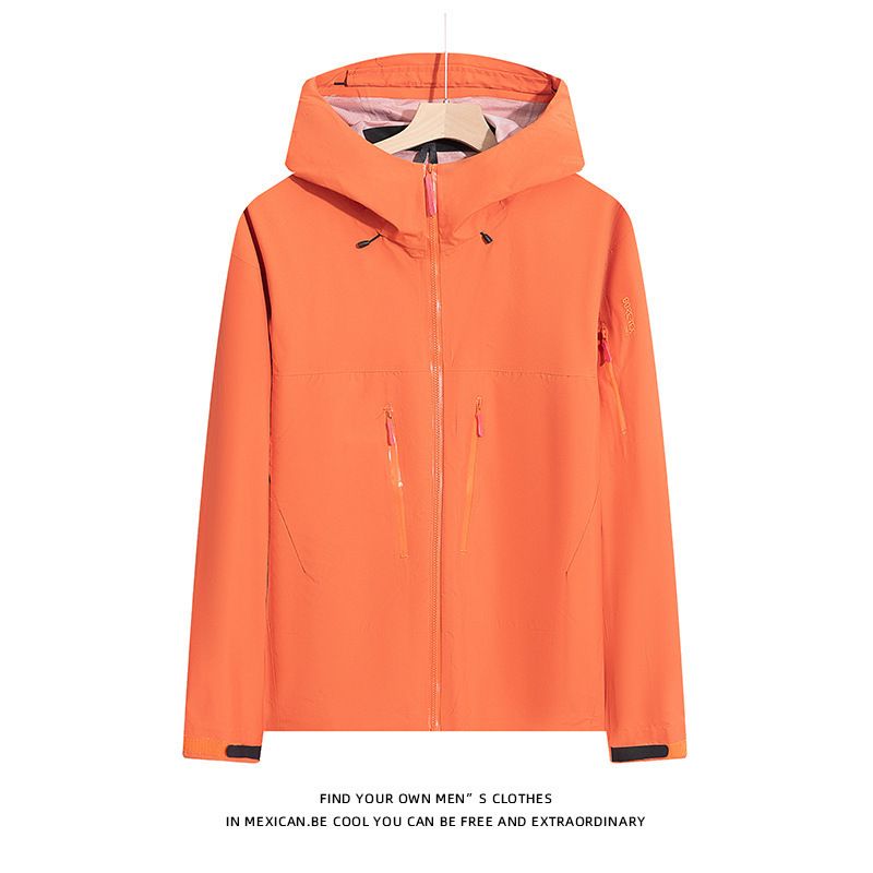 Giacca con cappuccio da uomo tinta unita impermeabile termosaldata dello stesso stile autunno 2024_voghion.com