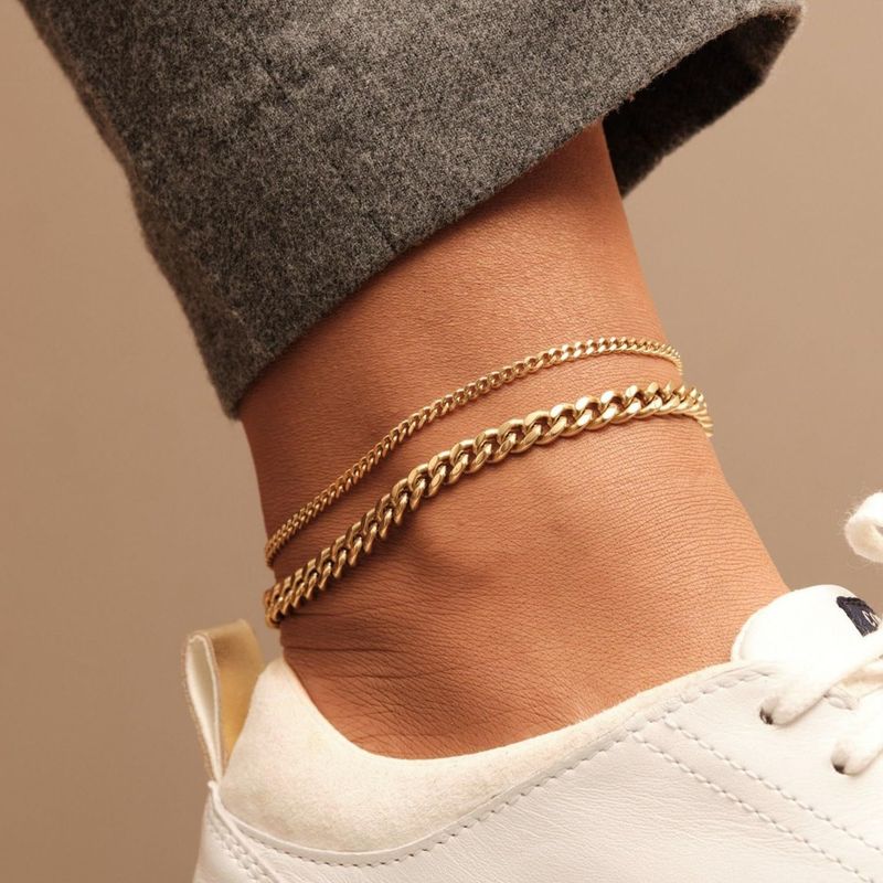 Minimalist Double-Layer Stainless Steel Anklet Women, Suitable For Daily Wear, Dates, And Parties_voghion.com