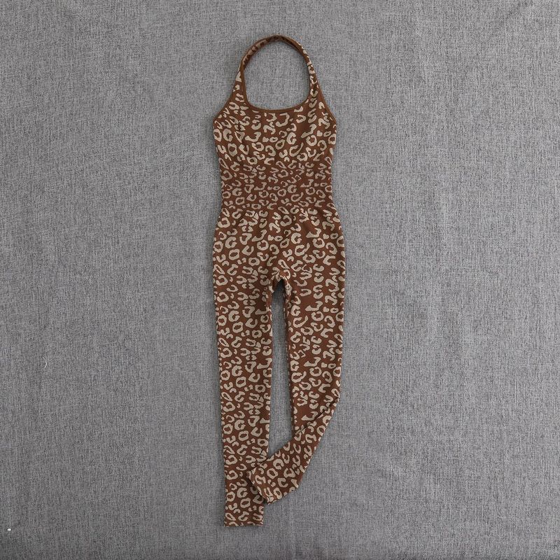 Pantaloni da yoga con stampa leopardata a vita alta da donna - Tuta elasticizzata per allenamento e corsa con design snellente e modellante_voghion.com