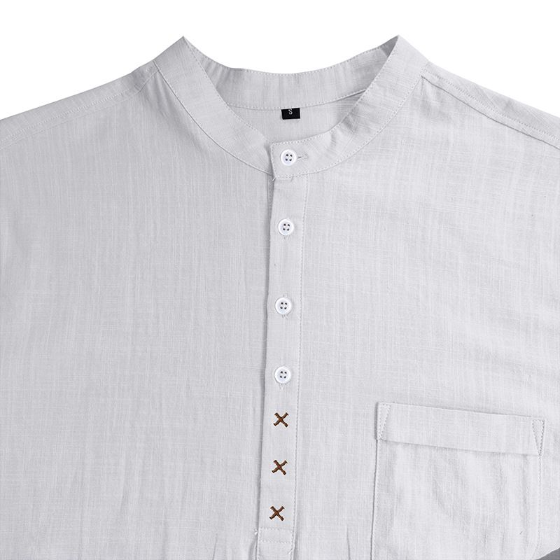 Camicia da spiaggia hawaiana a maniche corte Henry da uomo in cotone e lino_voghion.com