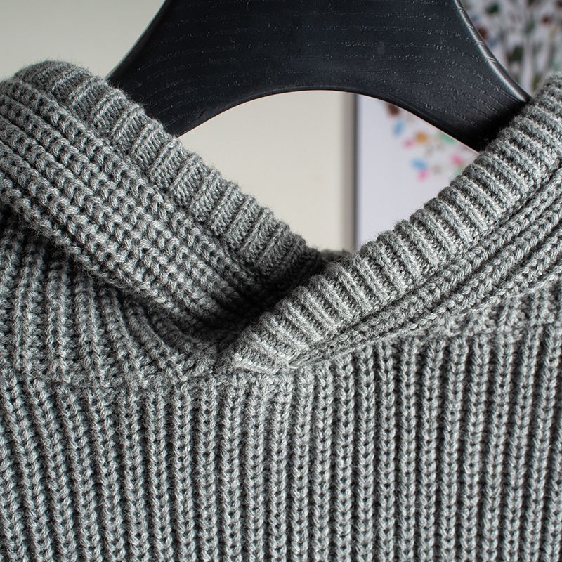 Herren-Kapuzenpullover – weicher, atmungsaktiver Strick-Hoodie für Freizeit- und Businesskleidung (Khaki, Schwarz, Grau, XL-3XL)_voghion.com
