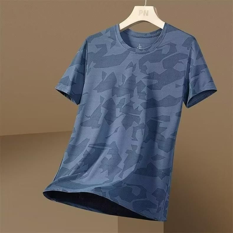 Abbigliamento da uomo, estivo, sottile, mimetico, versatile, Ice Sense, asciugatura rapida, taglia grande, t-shirt girocollo da uomo, top e fondo._voghion.com