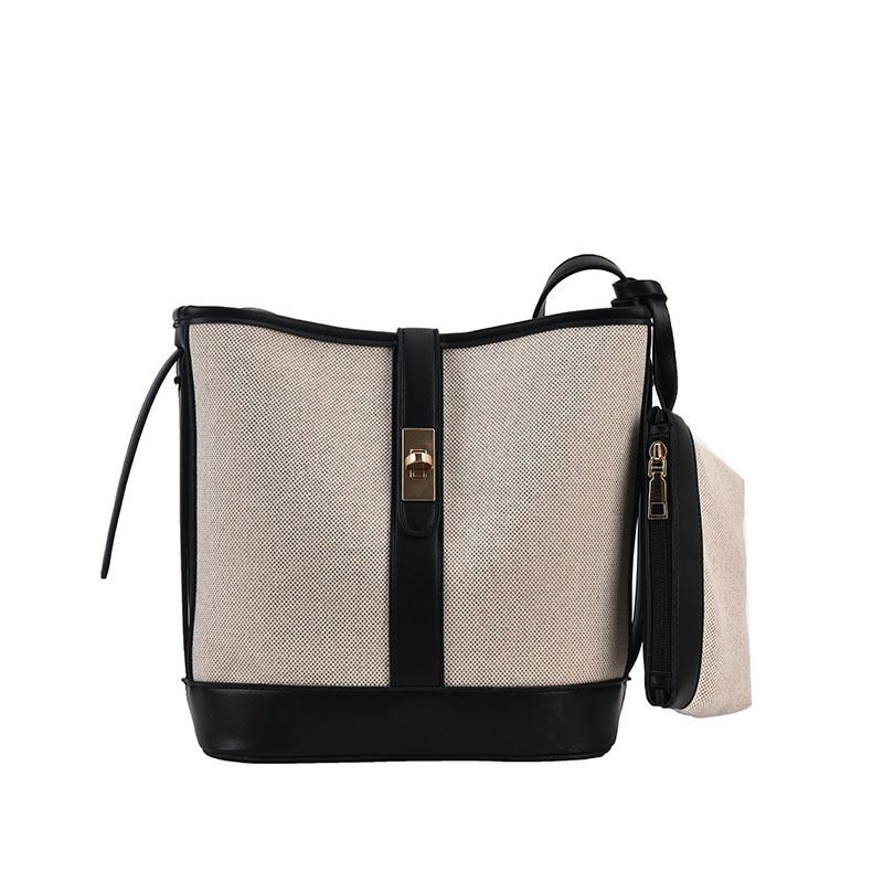 Grande capacità per le donne 2025 nuova moda alla moda versatile estate spalla tracolla in tela borsa a secchiello madre-figlia_voghion.com