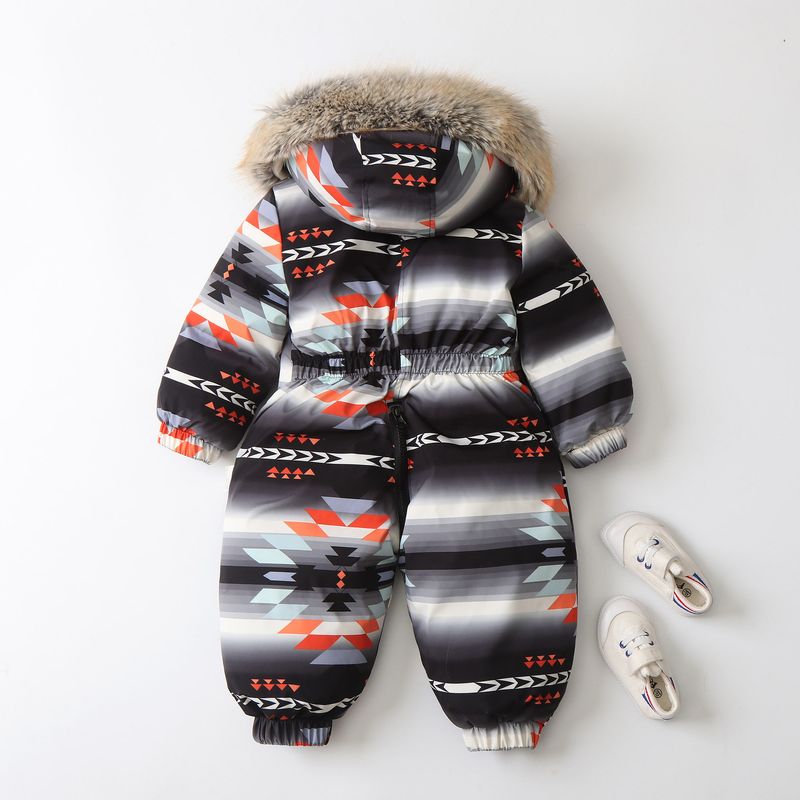 Mother & Kids Kids' Fleece-Lined Snowsuit With Hood - Winter All-in-One Jumpsuit For Toddlers, Soft & Warm Polyester Outerwear, Blue/Black (90-120cm)_voghion.com