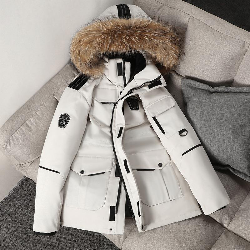 Laufende Daunenjacke im gleichen Stil für koreanische Arbeitskleidung, mittellang bis lang, verdickte Winterjacke für Herren im neuen Stil von 2023, Paarjacke_voghion.com