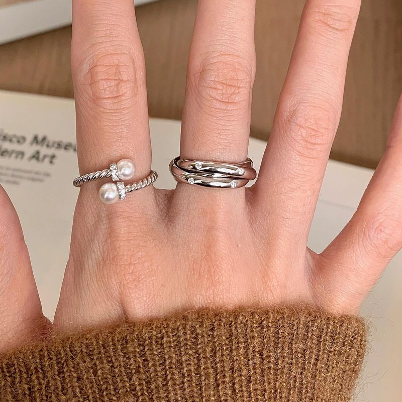 S925 Sterling Silver Vintage Style Multi-layer Wrapped Three-ring High-end Simple Stacking Diamond-studded Index Finger_voghion.com