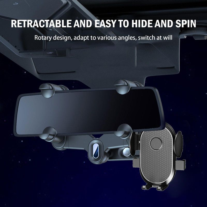 Supporto per telefono per specchietto retrovisore automatico nel supporto per auto per cellulare Supporto mobile per auto Supporto per smartphone per auto regolabile girevole_voghion.com
