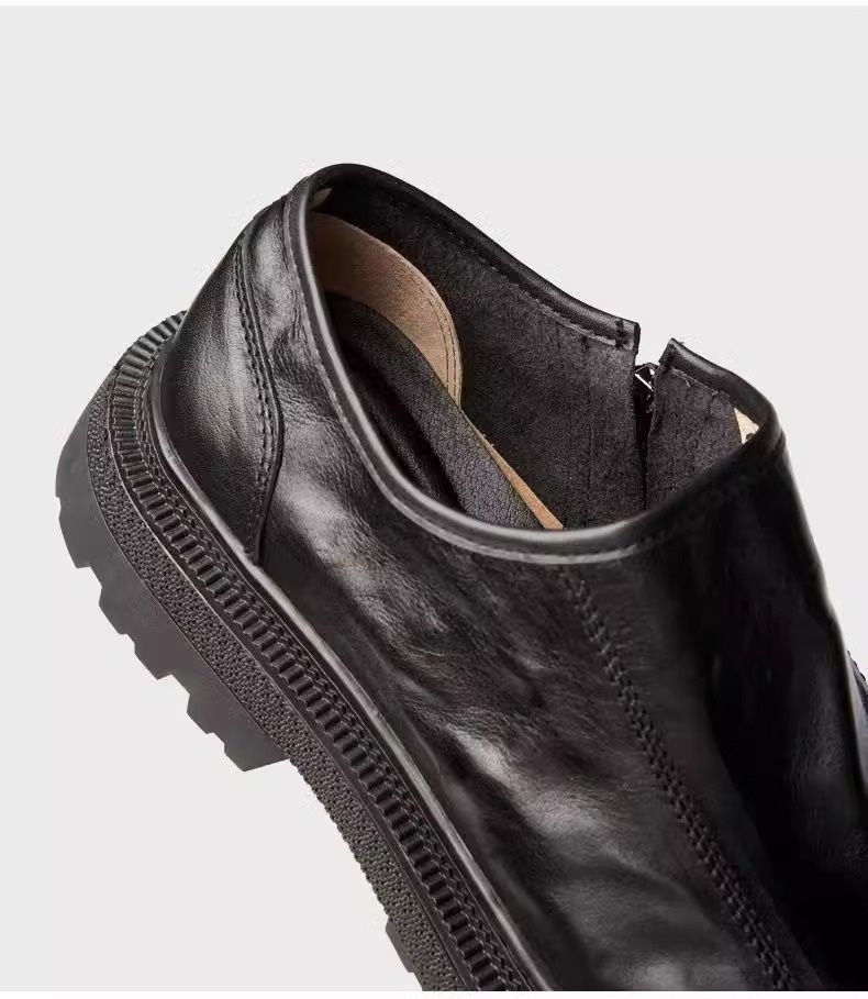 Glide Glide Single Breathable Export Genuine Top Layer Cowhide Wide Foot Casual Men's Youth Business Leather Shoes_voghion.com