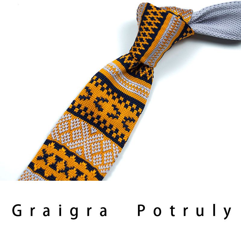 Men's Ties & Handkerchiefs style ethnic style coffee color yellow gray dark green width 6CM men's knitted tie_voghion.com