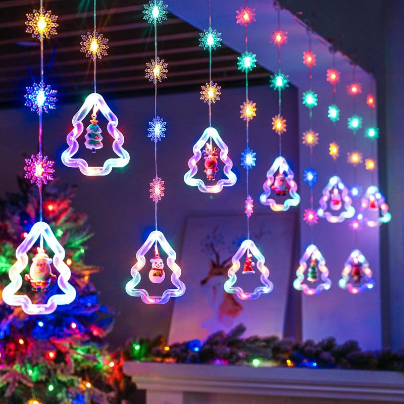Christmas Decoration Five-Pointed Curtain LED Star String Leather Line Ice Strip Room Atmosphere Lights_voghion.com