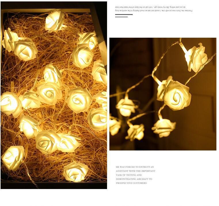 Stringa di luci colorate a LED con piccola rosa simulata, decorazione per San Valentino, matrimonio, atmosfera romantica, proposta di matrimonio, confessione_voghion.com